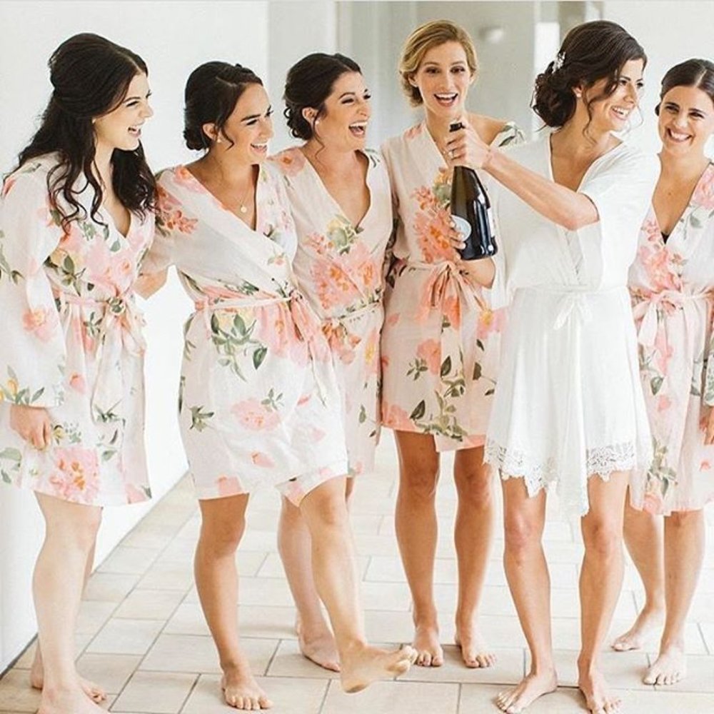 {Plum Pretty Sugar} Pink floral on white robe